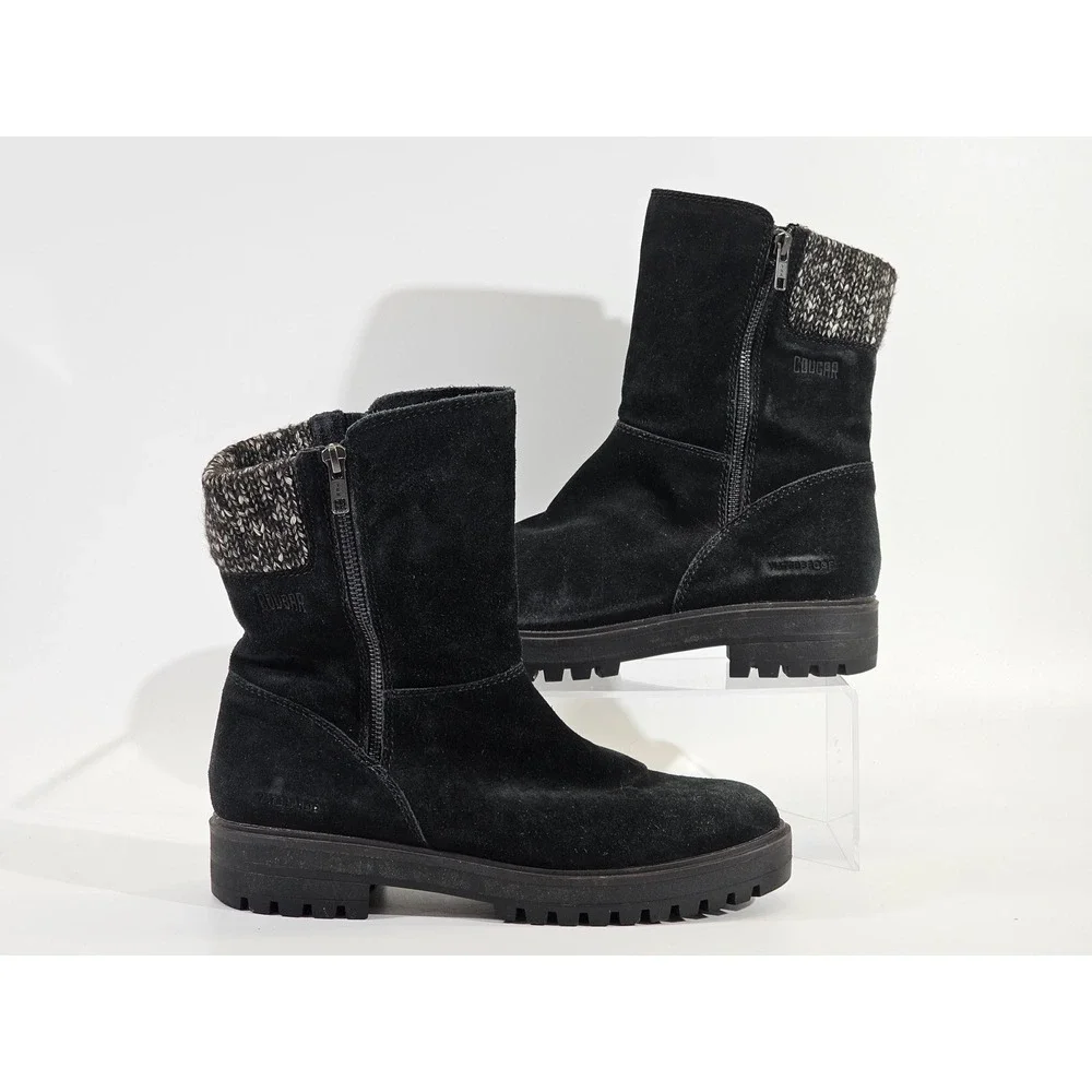Cougar Black Suede Waterproof Primaloft Insulated Winter Boots Bootie Womens 8.5